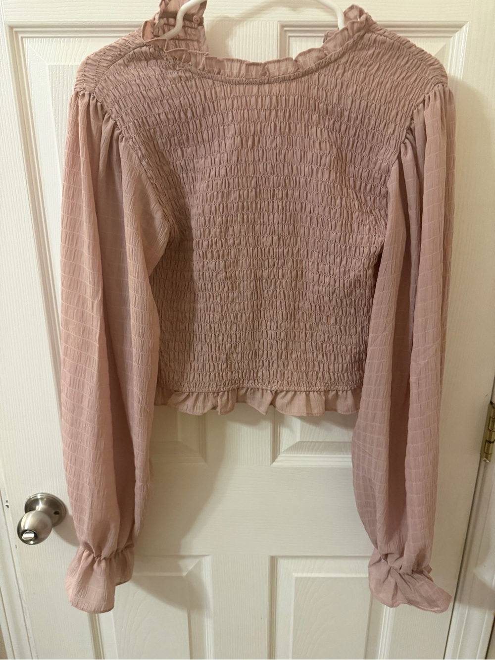 Hyfve Smocked Long-Sleeve Blouse - Dusty Pink